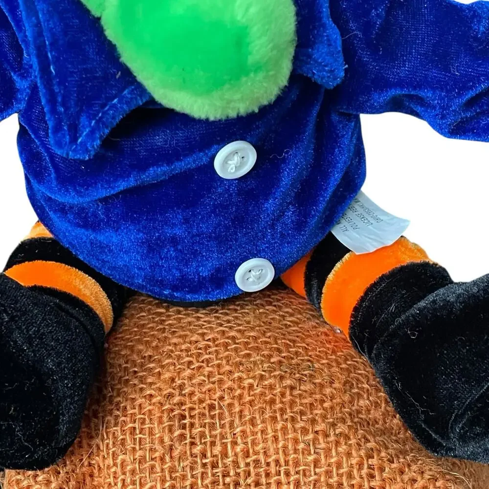 Vintage Witch Plush Doll Velvet Bright Neon Burlap 1990s y2k Halloween Toy RARE